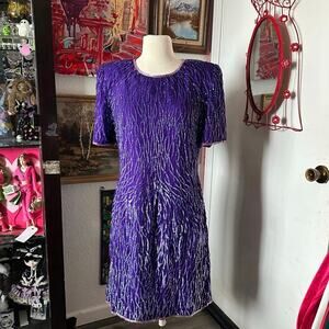 laurence kagar new york purple beaded dress